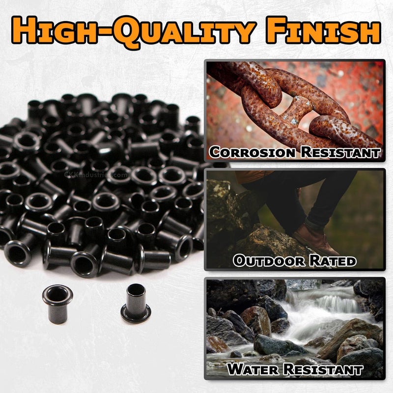 HolsterSmith Kydex & Leather Holster Eyelets - (#6-9 Length) - (3/16 Inch Diameter) - (Black Coated) - (100 Pack) - (USA Made) - for DIY Holster Making, Canvas & Apparel Binding - Image 4